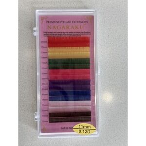 Nagaraku Premium Eyelash Extensions Rainbow Multi Color 11mm 0.12 D Curl 16 Rows